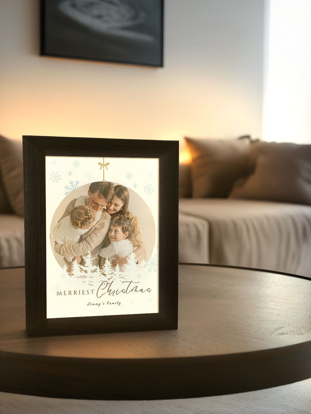 Christmas Gift Blue Theme Christmas Ornament Family Photo Light Frame