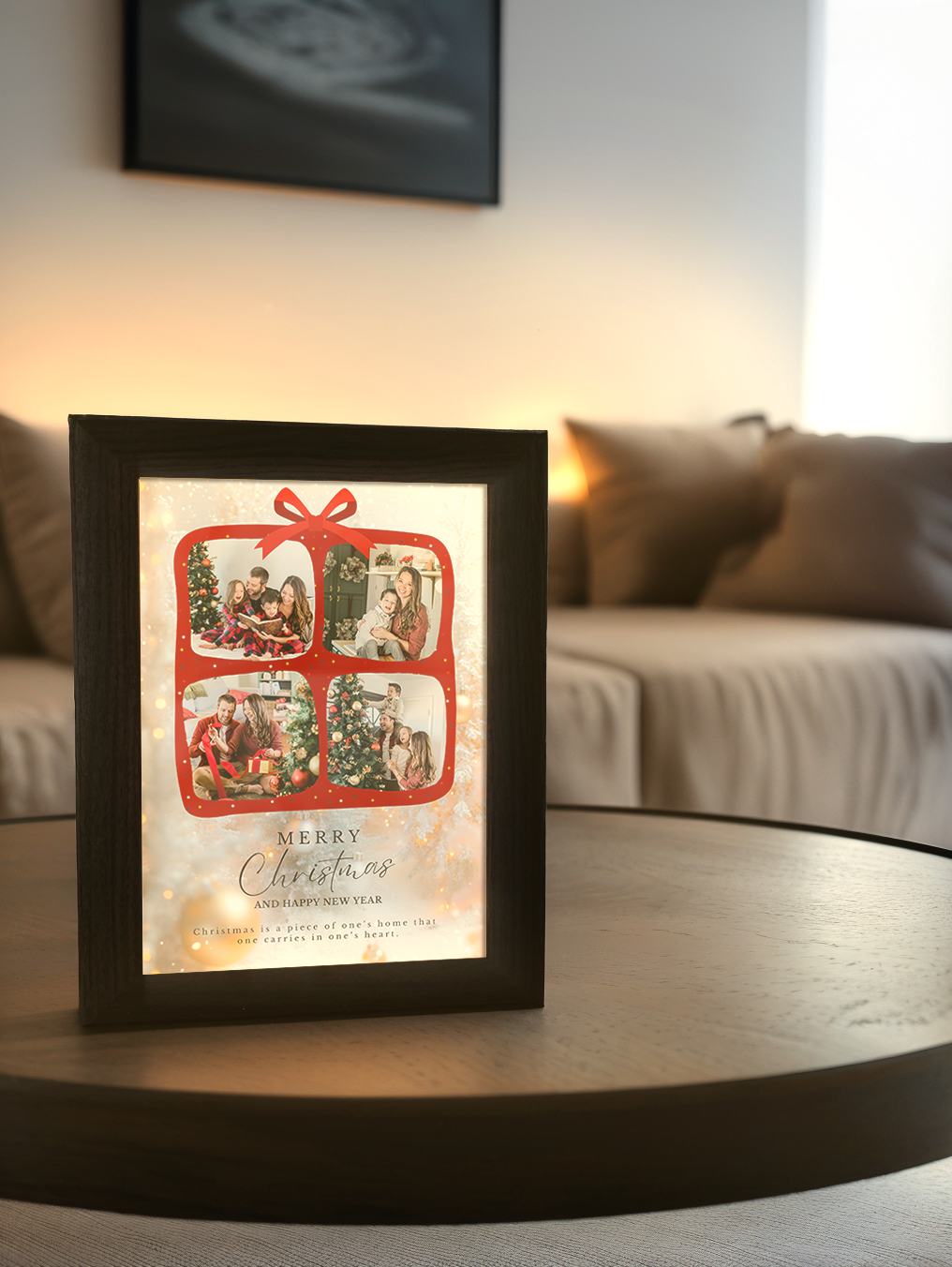 Christmas Gift Present Photo Light Frame