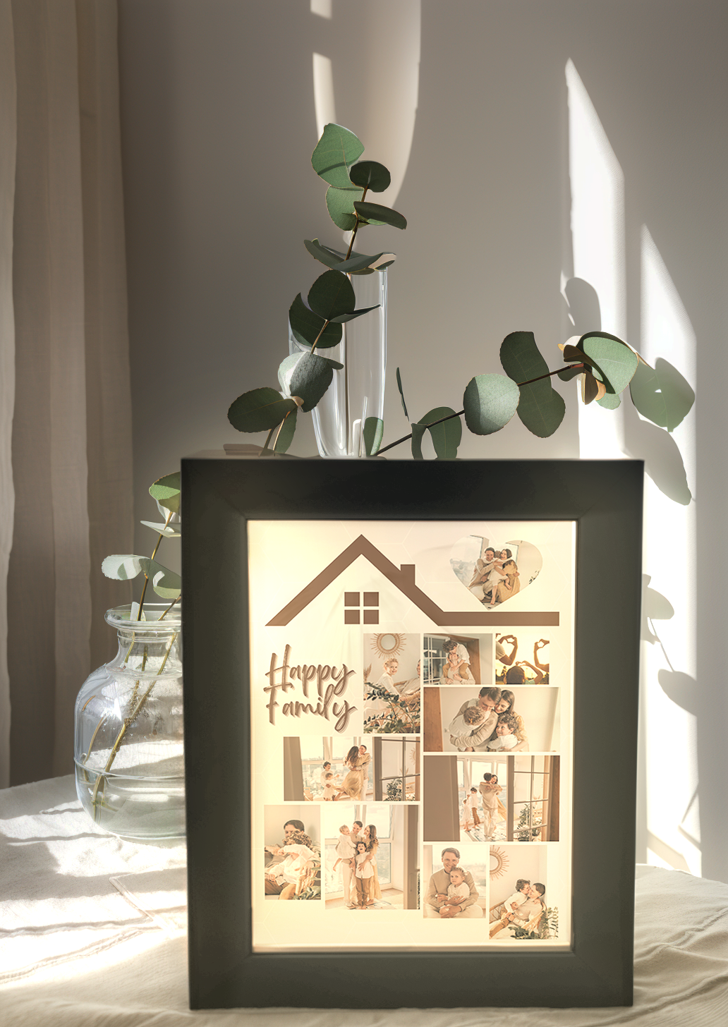 Home Happy Family Photo Light Frame