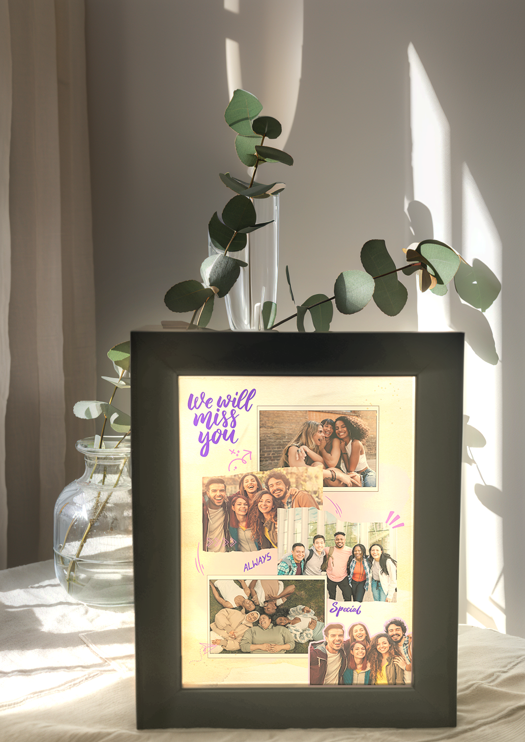 We will miss you Farewell Photo Light Frame - Custom Ambience Light Frame