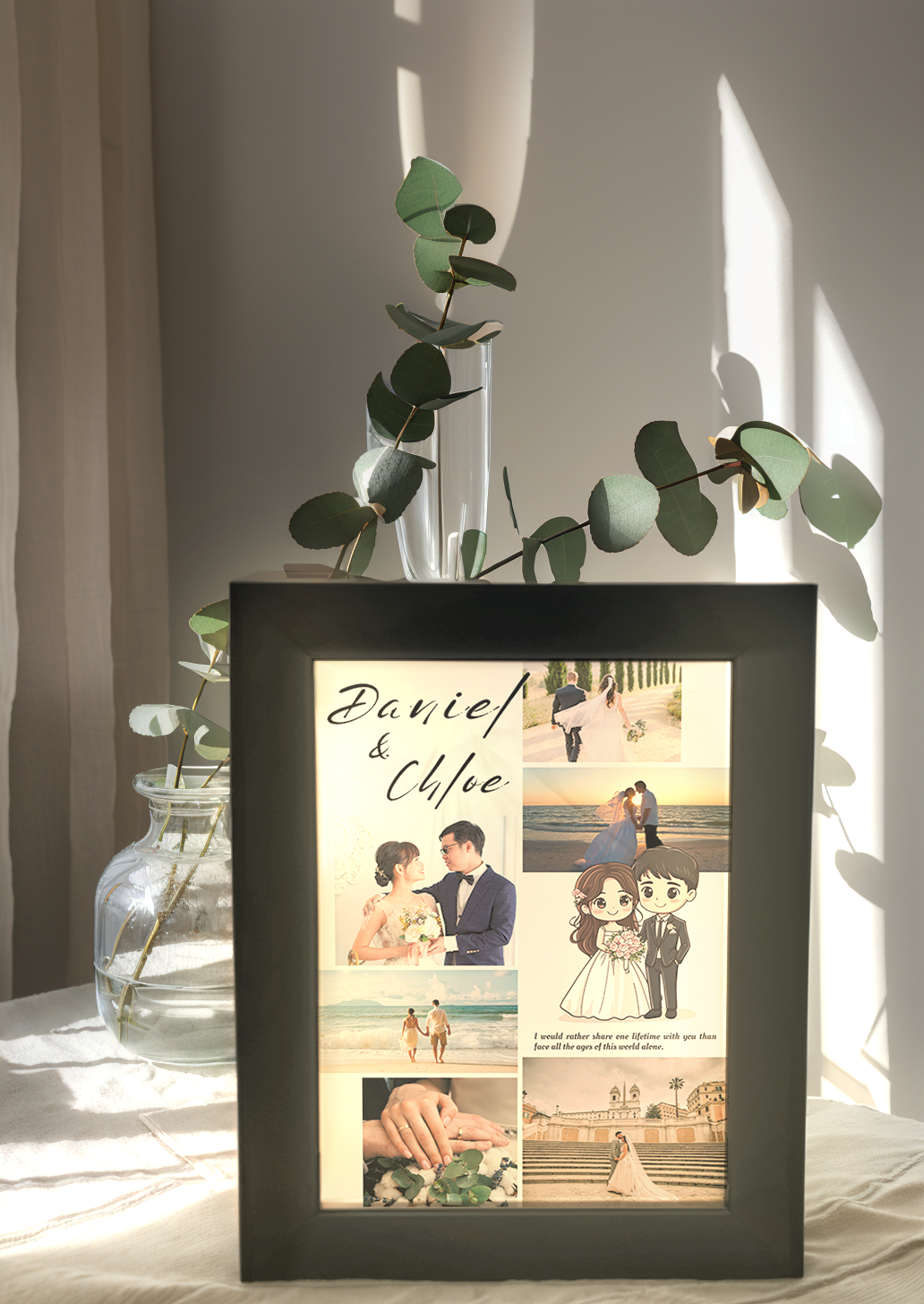 Cute Married Couples Photo Light Frame - Custom Ambience Light Frame