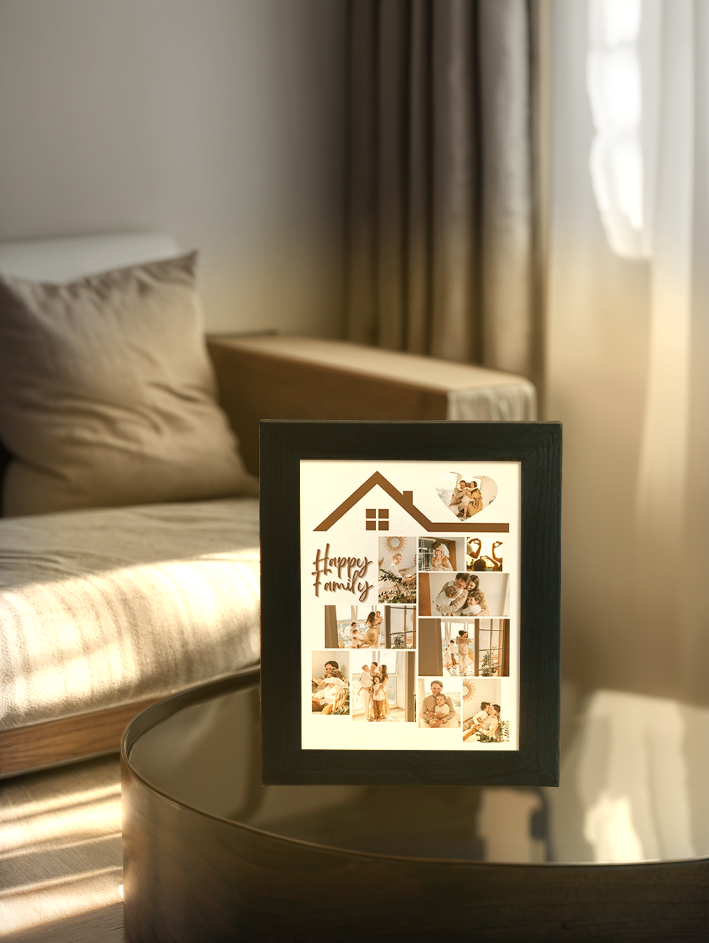 Home Happy Family Photo Light Frame