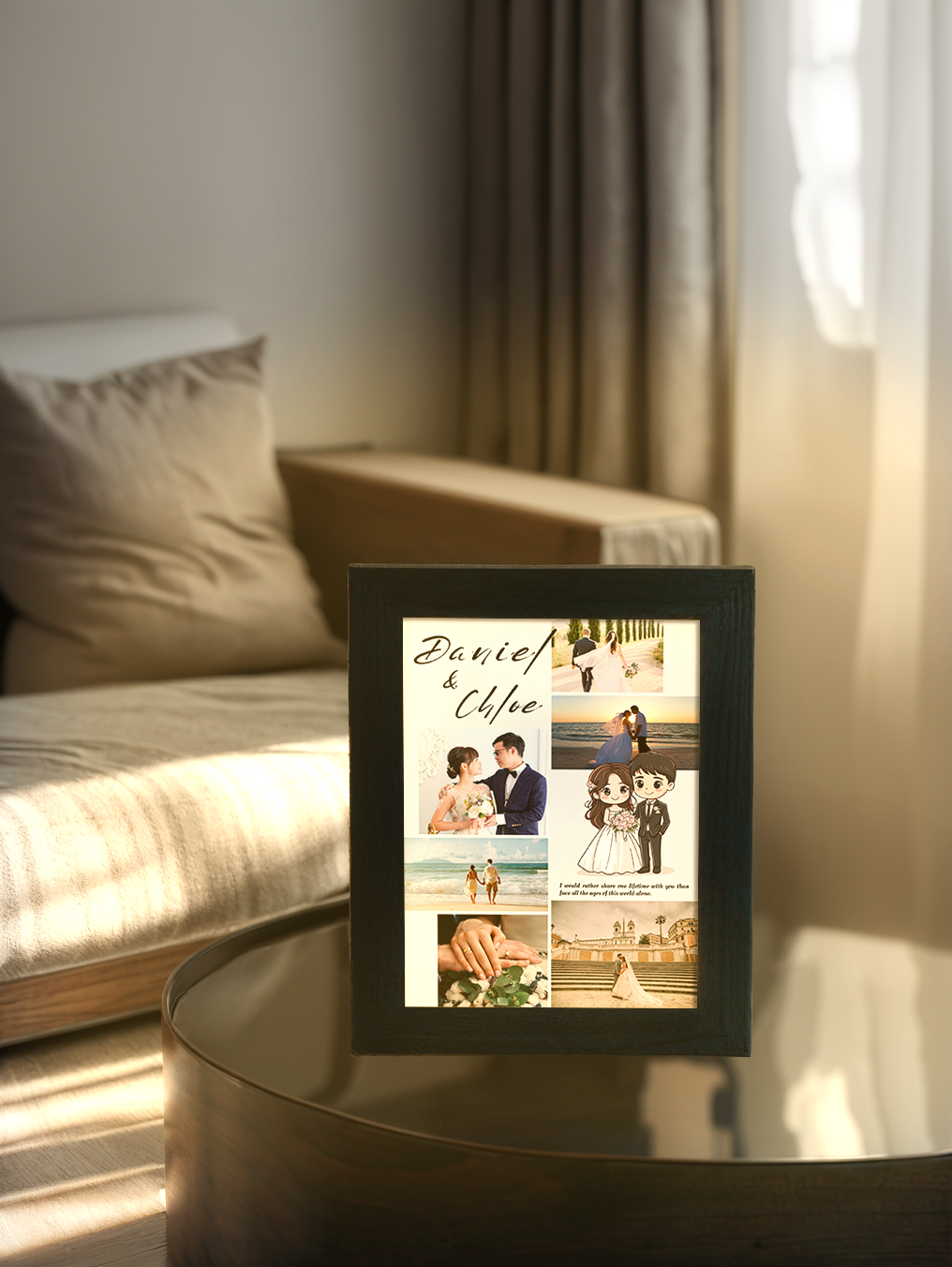 Cute Married Couples Photo Light Frame - Custom Ambience Light Frame