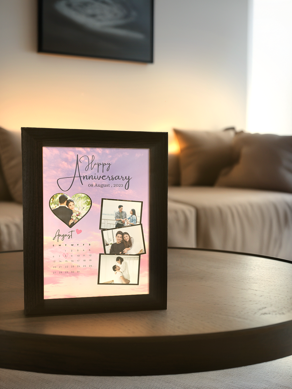 Purple Romantic Couple Light Frame - Custom Ambience Light Frame