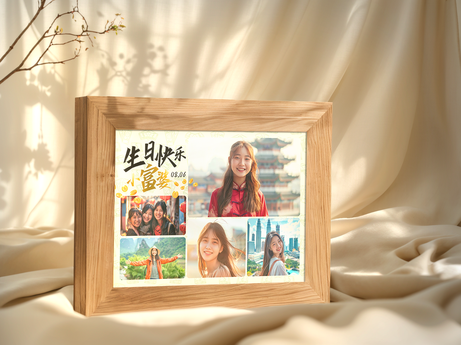 Little Rich Woman Birthday Photo Light Frame - Custom Ambience Light Frame