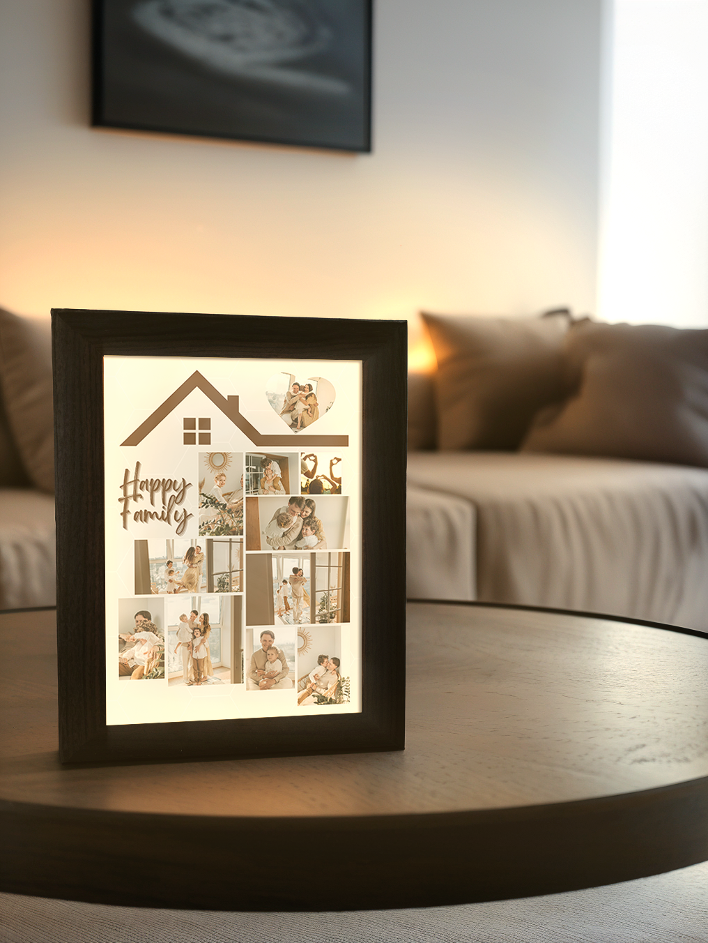 Home Happy Family Photo Light Frame