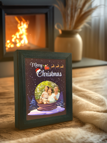 Christmas Gift Blue Theme Snowball Surprise Photo Light Frame