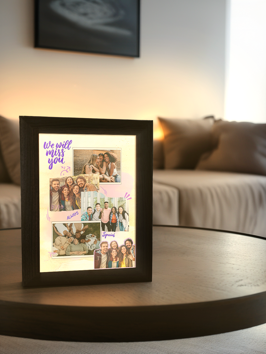 We will miss you Farewell Photo Light Frame - Custom Ambience Light Frame