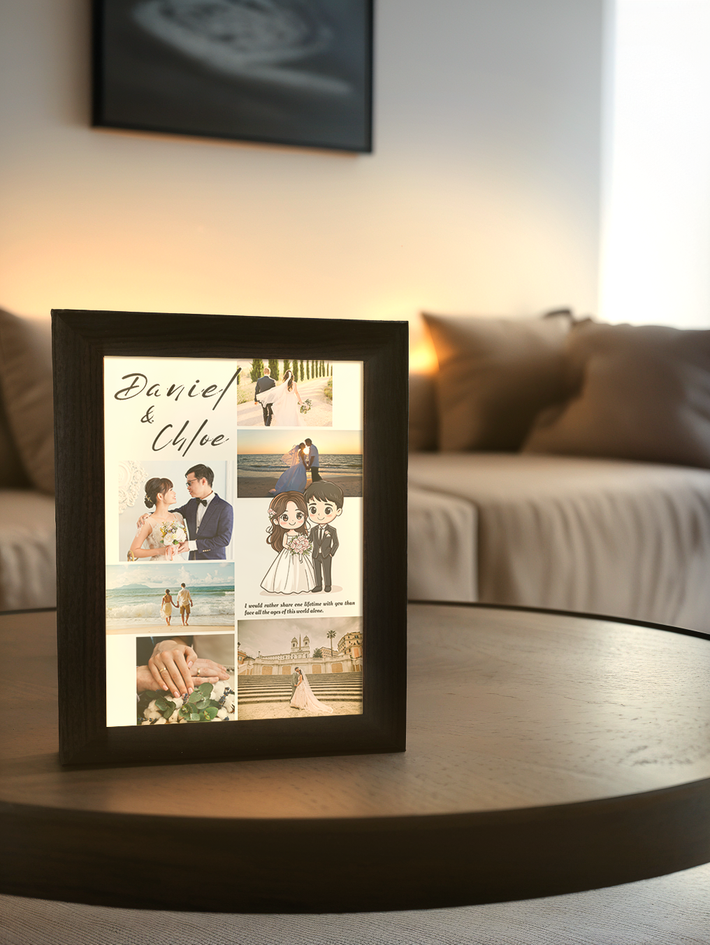 Cute Married Couples Photo Light Frame - Custom Ambience Light Frame