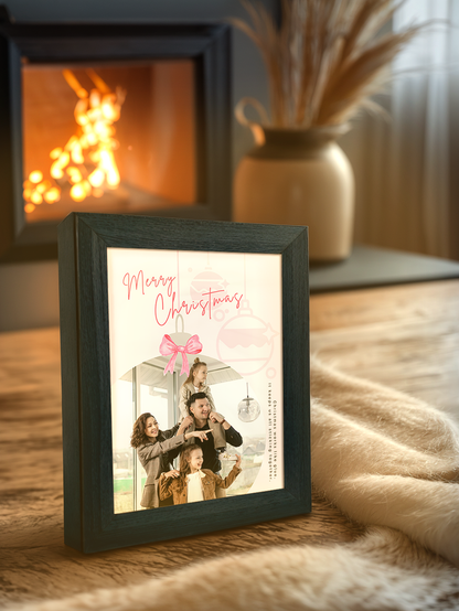 Christmas Gift Pink Theme Christmas Ornament Family Photo Light Frame