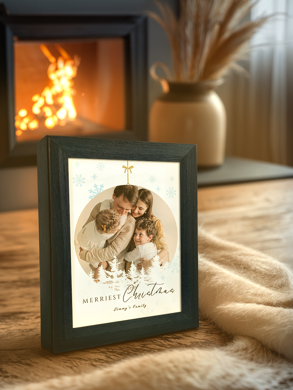 Christmas Gift Blue Theme Christmas Ornament Family Photo Light Frame