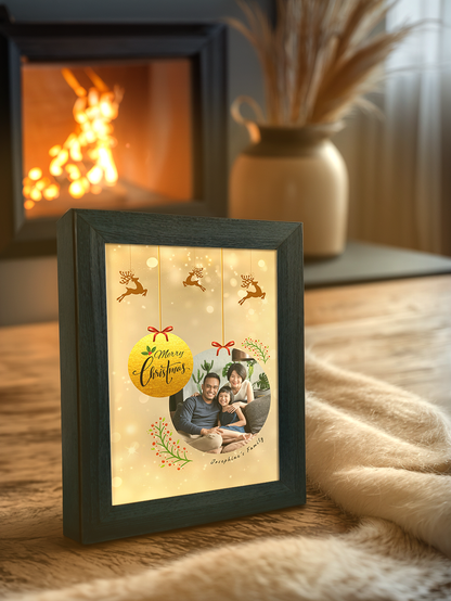 Christmas Gift Gold Theme Christmas Ornament Family Photo Light Frame