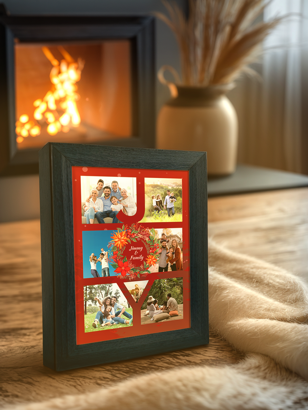 Christmas Gift Joy Photo Light Frame