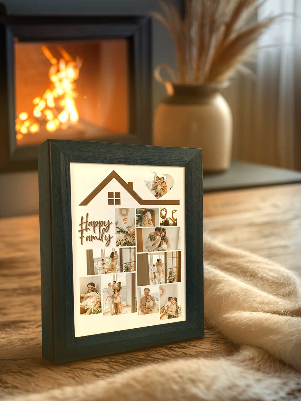 Home Happy Family Photo Light Frame