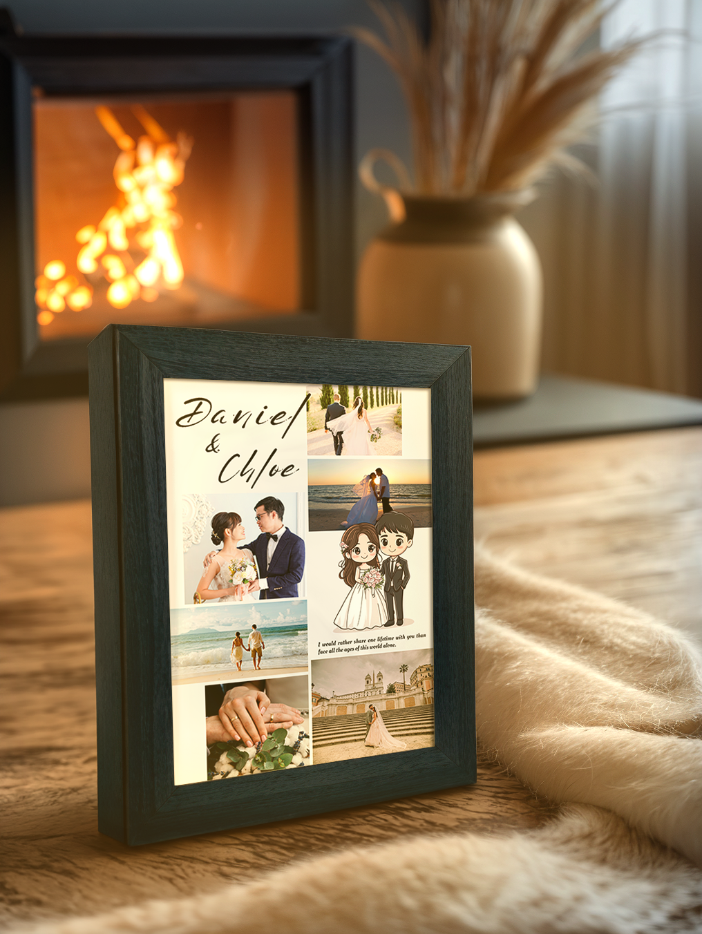 Cute Married Couples Photo Light Frame - Custom Ambience Light Frame